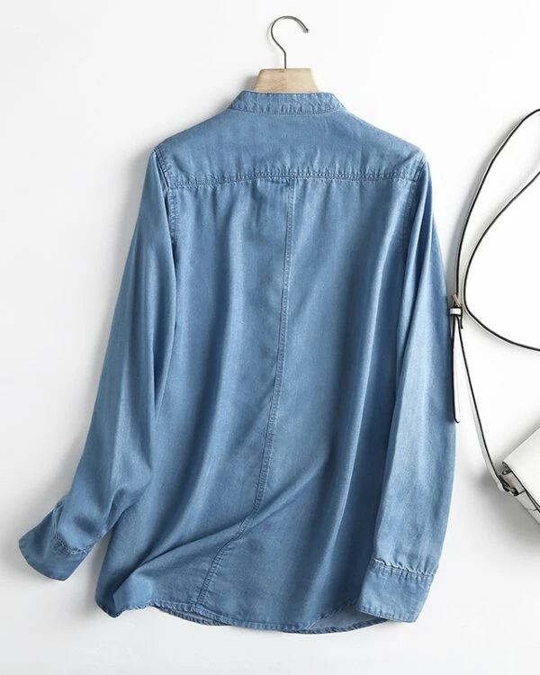 Blue Denim Bishop Collar Shirt | Mark - GOT7 11 Blue Denim Bishop Collar Shirt | Mark - GOT7 - Image 9