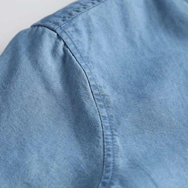 Blue Denim Bishop Collar Shirt | Mark - GOT7 4 Blue Denim Bishop Collar Shirt | Mark - GOT7 - Image 2