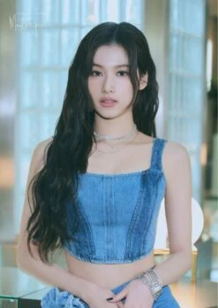Blue Denim Corset-Style Crop Top | Sana - Twice -Diva s Closet Blue Denim Corset Style Crop Top Sana Twice Idol scaled 600x846 1