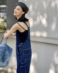 Blue Denim Jumper Overall With Gold Buttons | Wendy - Red Velvet -Diva s Closet Blue Denim Jumper Overall With Gold Buttons Wendy Red Velvet 2 2 600x746 1