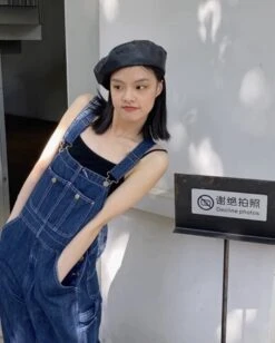 Blue Denim Jumper Overall With Gold Buttons | Wendy - Red Velvet -Diva s Closet Blue Denim Jumper Overall With Gold Buttons Wendy Red Velvet 2 3 600x747 1