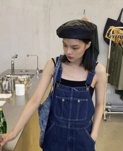 Blue Denim Jumper Overall With Gold Buttons | Wendy - Red Velvet -Diva s Closet Blue Denim Jumper Overall With Gold Buttons Wendy Red Velvet 2 7 600x741 1