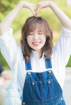 Blue Denim Jumper Overall With Gold Buttons | Wendy - Red Velvet -Diva s Closet Blue Denim Jumper Overall With Gold Buttons Wendy Red Velvet 3 600x890 1