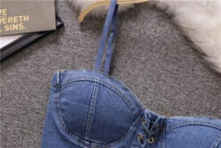 Blue Denim Lace-Up Crop Top | Olivia - Loona -Diva s Closet Blue Denim Lace Up Crop Top Olivia Loona 2 600x400 1