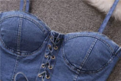 Blue Denim Lace-Up Crop Top | Olivia - Loona -Diva s Closet Blue Denim Lace Up Crop Top Olivia Loona 5 600x400 1