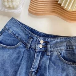 Blue Double Buttoned Mopping Jeans | IU 7 Blue Double Buttoned Mopping Jeans | IU -Diva s Closet Blue Double Buttoned Mopping Jeans IU 1 600x601 1