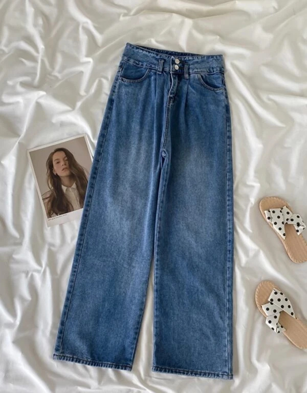 Blue Double Buttoned Mopping Jeans | IU 3 Blue Double Buttoned Mopping Jeans | IU