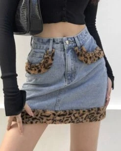 Front Page 32 Front Page -Diva s Closet Blue Faux Leopard Fur Denim Skirt Giselle Aespa 7 600x750 1