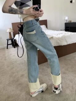 Blue Folded Hem Denim Jeans | Jin - BTS -Diva s Closet Blue Folded Hem Denim Jeans Jin BTS 3 600x801 1