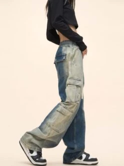 Blue Gradient Washed Cargo-Style Jeans | Suga - BTS -Diva s Closet Blue Gradient Washed Denim Cargo Style Jeans Suga BTS 7 600x801 1