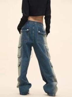 Blue Gradient Washed Cargo-Style Jeans | Suga - BTS -Diva s Closet Blue Gradient Washed Denim Cargo Style Jeans Suga BTS 8 600x801 1