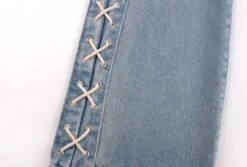 Blue Laced-Up Segmented Jeans | Eunchae - Le Sserafim -Diva s Closet Blue Laced Up Segmented Jeans Eunchae Le Sserafim 6 600x405 1
