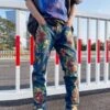 Blue Painted Floral Jeans | Hyunsuk - Treasure -Diva s Closet Blue Painted Floral Jeans Hyunsuk Treasure 9 600x801 1