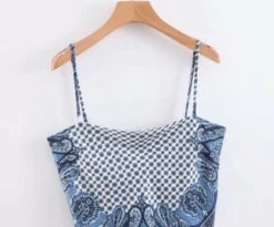 Blue Retro Printed Scarf Top | Jiu - Dreamcatcher -Diva s Closet Blue Retro Printed Scarf Top Jiu Dreamcatcher 11 600x497 1