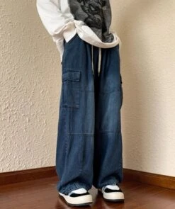 Blue Shoe Laced Waist Cargo Jeans | Joy - Red Velvet -Diva s Closet Blue Shoe Laced Waist Cargo Jeans Joy Red Velvet 12 600x717 1