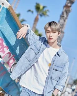 Blue Square-Pocketed Denim Shirt | Mingi - ATEEZ -Diva s Closet Blue Square Pocketed Denim Shirt Mingi ATEEZ 2