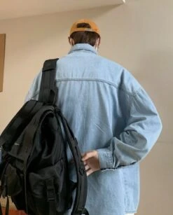 Blue Square-Pocketed Denim Shirt | Mingi - ATEEZ -Diva s Closet Blue Square Pocketed Denim Shirt Mingi ATEEZ 6 600x745 1