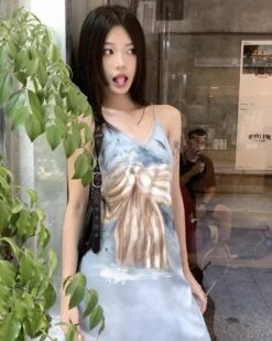 Blue Vintage Ribbon Dress | Jennie - BlackPink 24 Blue Vintage Ribbon Dress | Jennie - BlackPink -Diva s Closet Blue Vintage Ribbon Dress Jennie BlackPink 12