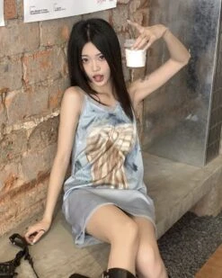 Blue Vintage Ribbon Dress | Jennie - BlackPink 21 Blue Vintage Ribbon Dress | Jennie - BlackPink -Diva s Closet Blue Vintage Ribbon Dress Jennie BlackPink 5