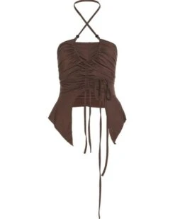 Brown Boho Halter Top | Nayeon - Twice -Diva s Closet Brown Boho Halter Top Winter Aespa 9 600x750 1