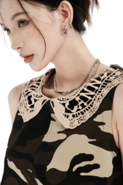 Brown Camouflage Lace Collared Dress | Yeri - Red Velvet -Diva s Closet Brown Camouflage Lace Collared Dress Yeri Red Velvet 4 600x901 1