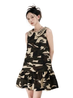 Brown Camouflage Lace Collared Dress | Yeri - Red Velvet -Diva s Closet Brown Camouflage Lace Collared Dress Yeri Red Velvet 5 600x800 1