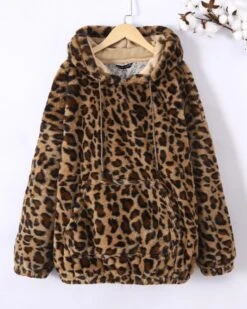 Brown Fluffy Leopard Hoodie | Jungkook - BTS