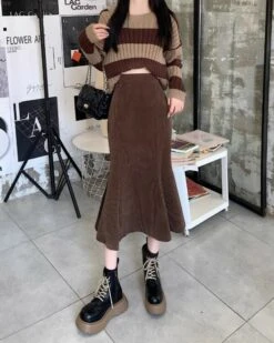 Brown Mermaid Midi Skirt | Hanni - NewJeans -Diva s Closet Brown Mermaid Midi Skirt Hanni NewJeans 10 600x750 1