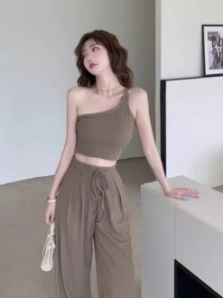 Brown One Shoulder Crop Top | Jisoo - BlackPink -Diva s Closet Brown One Shoulder Crop Top Jisoo BlackPink 6 600x801 1