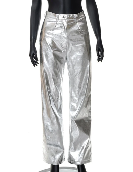 Metallic Grey Straight Pants | Chaewon - Le Sserafim 3 Metallic Grey Straight Pants | Chaewon - Le Sserafim