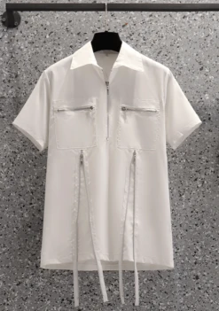 Black Zipper Polo Shirt | Changbin - Stray Kids -Diva s Closet Changbin Stray Kids Black Zipper Shirt11 2