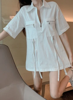 Black Zipper Polo Shirt | Changbin - Stray Kids -Diva s Closet Changbin Stray Kids Black Zipper Shirt11 4