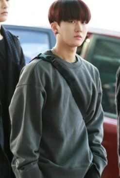 Grey Crew Neck Sweatshirt | Changbin - Stray Kids -Diva s Closet Changbin Stray Kids Grey Crew Neck Sweatshirt 1 600x887 1
