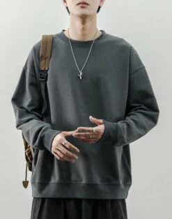 Grey Crew Neck Sweatshirt | Changbin - Stray Kids
