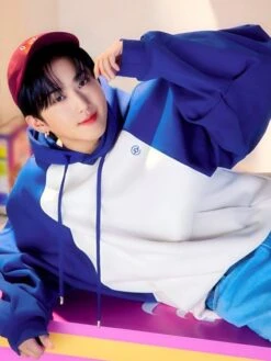White And Blue Oversized Hoodie | Changbin - Stray Kids 13 White And Blue Oversized Hoodie | Changbin - Stray Kids -Diva s Closet Changbin Stray Kids White And Blue Oversized Hoodie