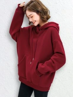 Wine Red Drawstring Hoodie | Changbin - Stray Kids -Diva s Closet Changbin Stray Kids Wine Red Drawstring Hoodie 1 600x800 1