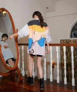 Orange Oil Painting Print Shirt | Hyunjin - Stray Kids -Diva s Closet Chen EXO Oil Painting Print T Shirt 10 600x713 1