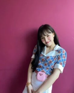 Blue Collared Check Print Blouse | Wendy - Red Velvet -Diva s Closet Collared Check Print Shirt Wendy Red Velvet 03 600x750 1