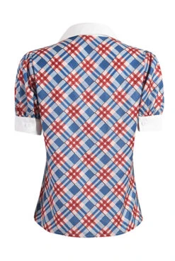 Blue Collared Check Print Blouse | Wendy - Red Velvet -Diva s Closet Collared Check Print Shirt Wendy Red Velvet 14