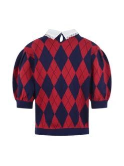 Red Short Puff Sleeve Argyle Top | Dahyun - Twice 9 Red Short Puff Sleeve Argyle Top | Dahyun - Twice -Diva s Closet Dahyun Twice Red Short Puff Sleeve Argyle Top 2 1 600x800 1