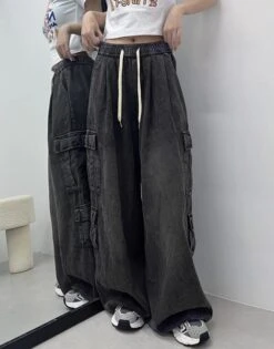 Black Wide Leg Cargo Pants | Danielle - NewJeans -Diva s Closet Danielle NewJeans Black Wide Leg Cargo Pants 2 600x766 1