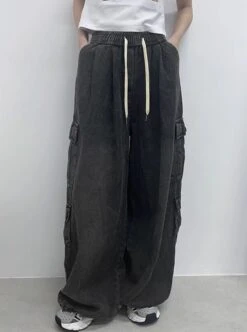 Black Wide Leg Cargo Pants | Danielle - NewJeans -Diva s Closet Danielle NewJeans Black Wide Leg Cargo Pants 5 600x806 1