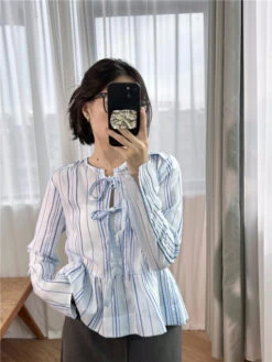 White Striped Peplum Blouse | Danielle - NewJeans 20 White Striped Peplum Blouse | Danielle - NewJeans -Diva s Closet Danielle NewJeans White Striped Peplum Blouse 12 600x800 1