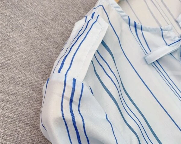 White Striped Peplum Blouse | Danielle - NewJeans 15 White Striped Peplum Blouse | Danielle - NewJeans - Image 13