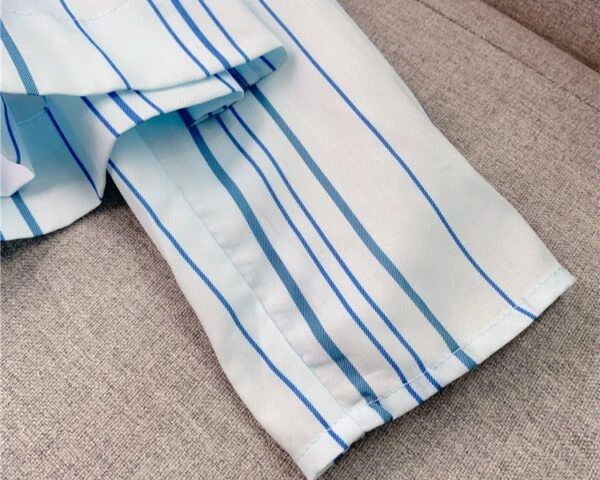 White Striped Peplum Blouse | Danielle - NewJeans 16 White Striped Peplum Blouse | Danielle - NewJeans - Image 14