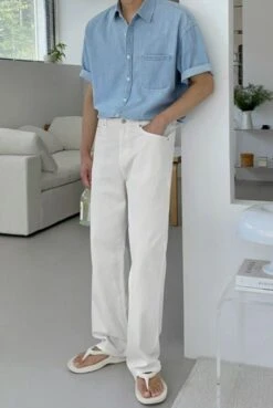 Blue Denim Shirt | DK - Seventeen -Diva s Closet Dokyeom Blue Denim Shirt 11 600x896 1