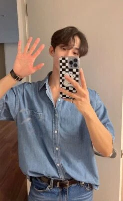 Blue Denim Shirt | DK - Seventeen -Diva s Closet Dokyeom Blue Denim Shirt Inspiration 600x981 1