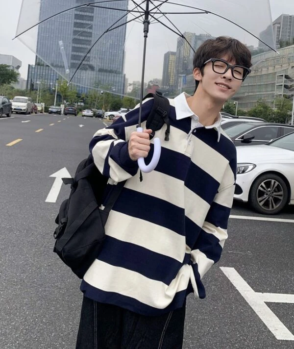 Yellow And Blue Stripe Patterned Polo Shirt | Doyoung - NCT 13 Yellow And Blue Stripe Patterned Polo Shirt | Doyoung - NCT - Image 11