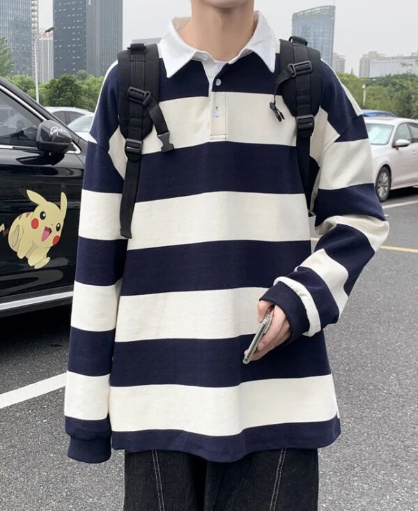 Yellow And Blue Stripe Patterned Polo Shirt | Doyoung - NCT 15 Yellow And Blue Stripe Patterned Polo Shirt | Doyoung - NCT - Image 13