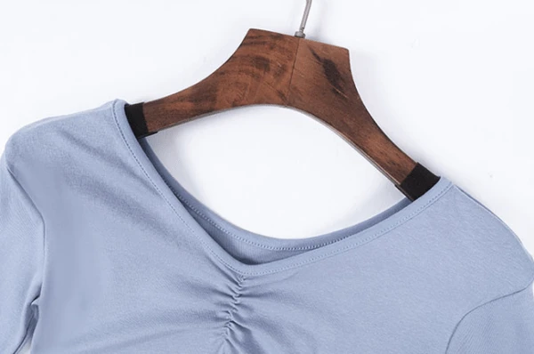 Blue V-Neck Frilled Top | Onda - Everglow 5 Blue V-Neck Frilled Top | Onda - Everglow - Image 3